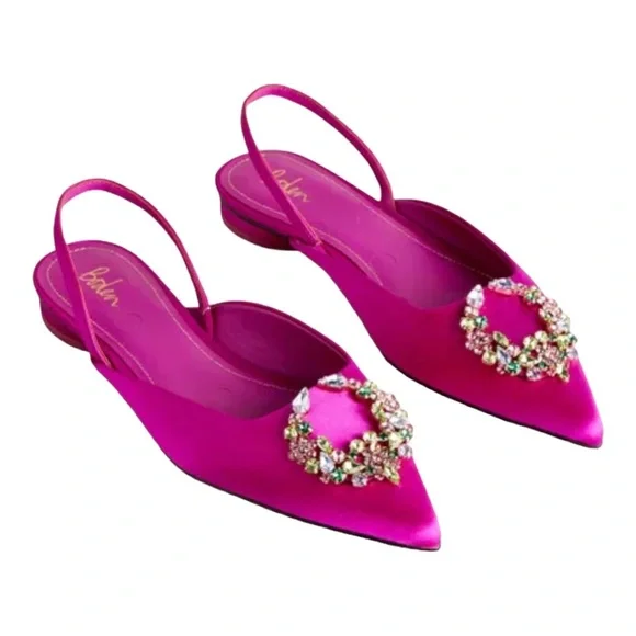 Boden Hot Pink Jewel Embellished Closed Toe Sling Back Sandals Pumps Size 42 - Picture 1 of 5